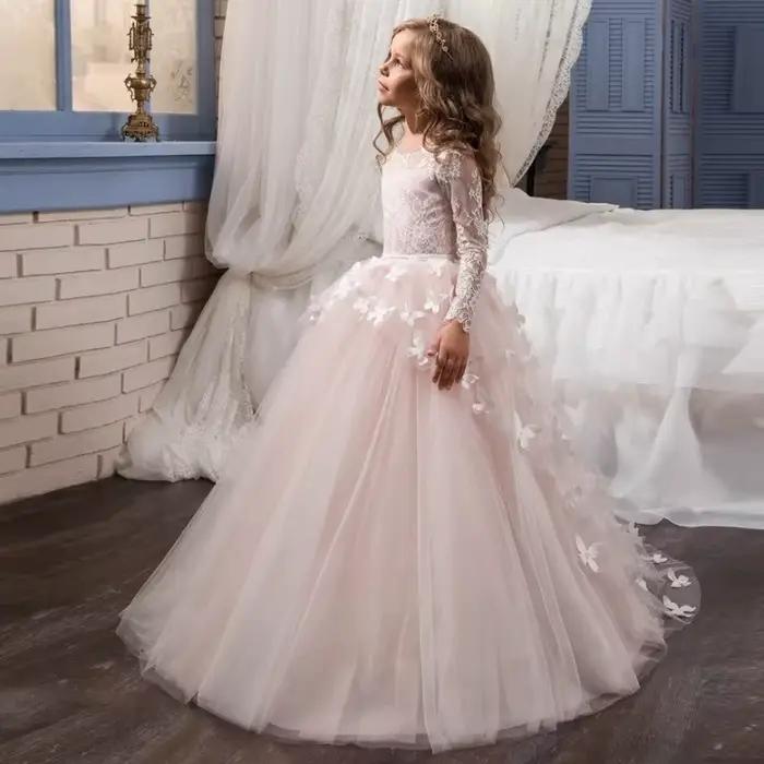 Robe de bal pour filles, robe de princesse bouffante, robe longue en tulle pour demoiselle d'honneur