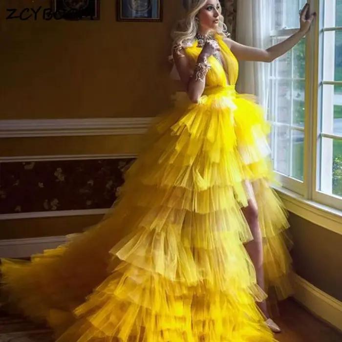Robes de bal dorées 2026 pour femmes, élégantes, pour soirées formelles, courtes devant et longues d