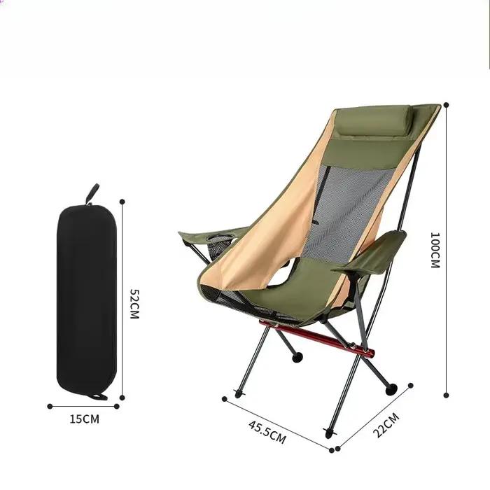 Chaise lune d'extérieur en alliage d'aluminium, chaise de pêche, chaise à dossier, chaise pliante de