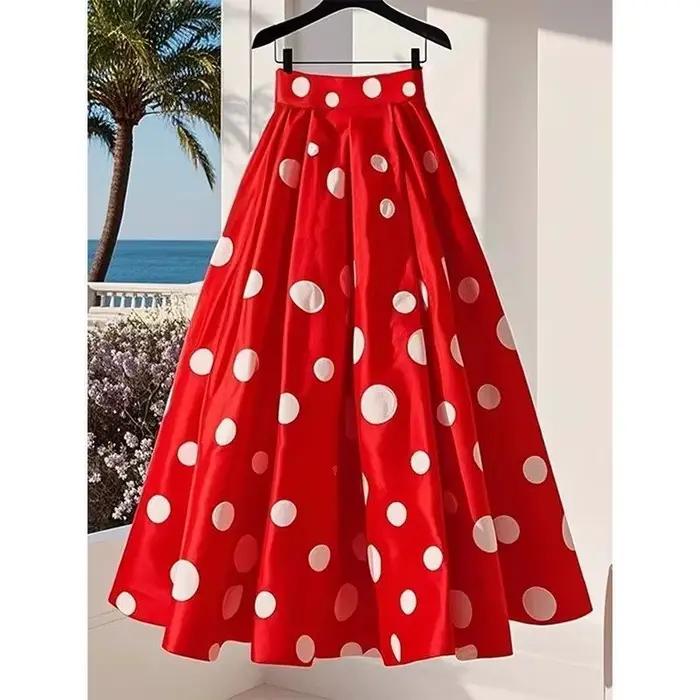 Jupes plissées évasées à pois imprimées tendance pour femme – Nouvelle collection d'été décontractée
