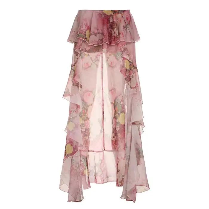 [RUOKE] Jupe à volants de vacances, jupe élégante vintage à imprimé floral, jupe pour femmes, design