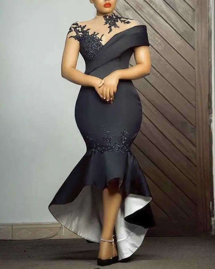 Robe longue pour femme élégante, style célébrité internet, sexy, noire, coupe sirène, Nouvelle colle
