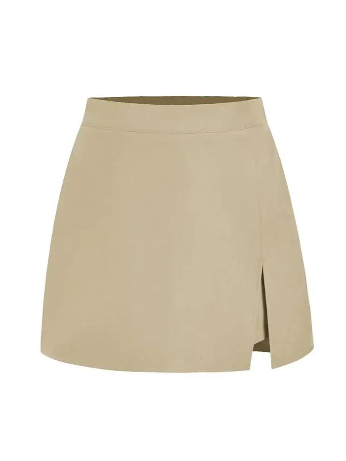 Mini jupe divisée d'été pour femmes jupes élastiques noir bureau dame fente jupes courtes taille hau