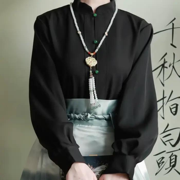 Jupe face de cheval de la dynastie Ming, jupe longue une pièce imprimée d'encre chinoise exquise, ju