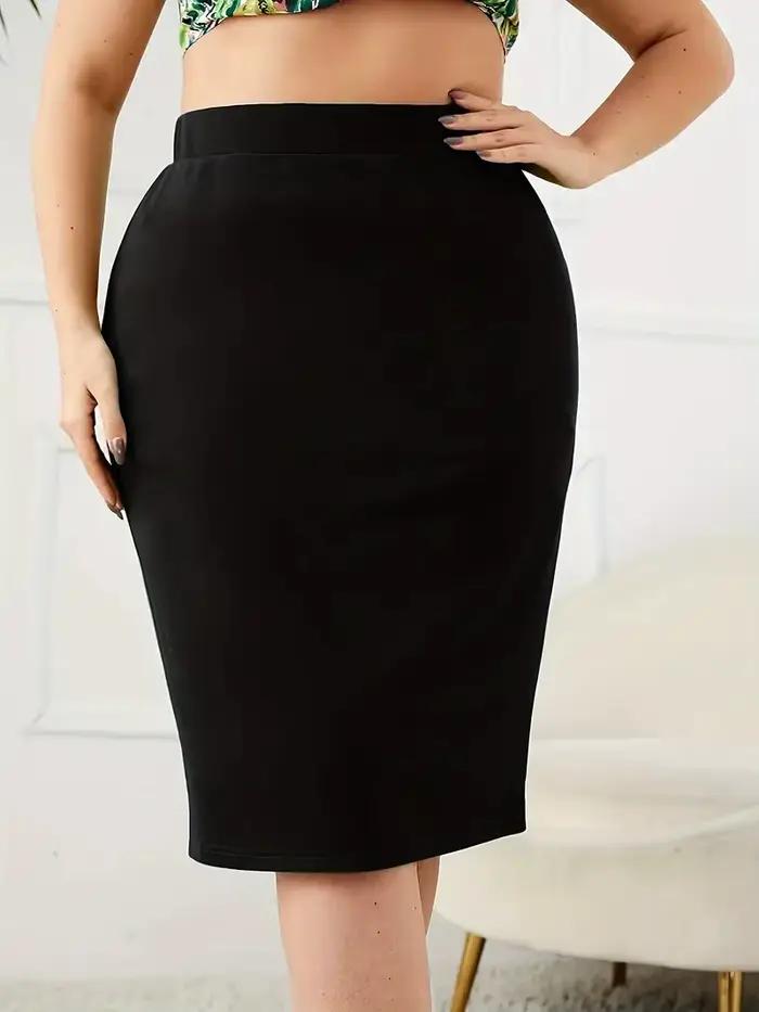Jupe slim unie grande taille été 2026, jupe décontractée taille haute fendue, vêtements grande taill