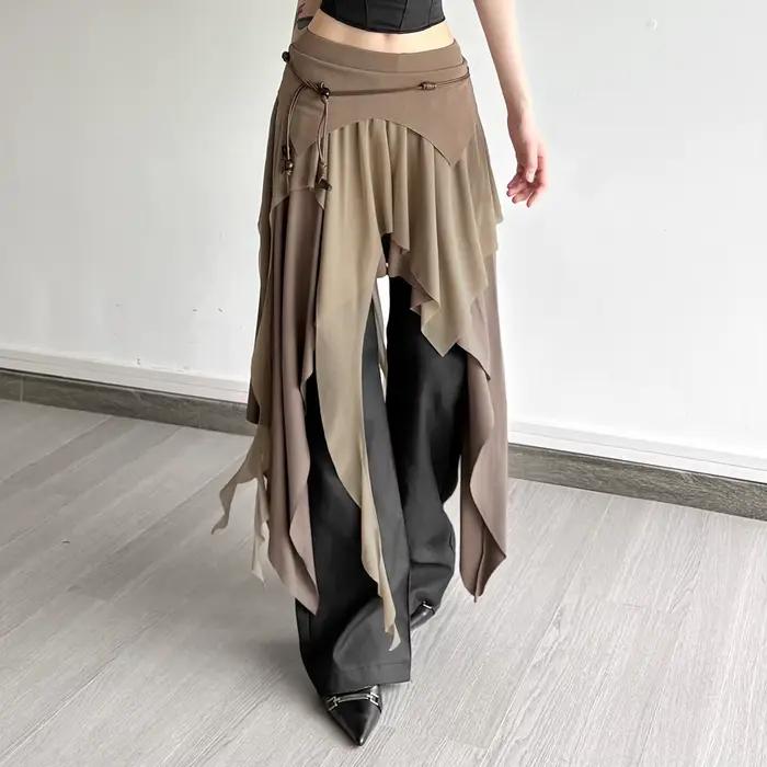 Jupes plissées empilées pour femmes, classique, couleur unie, taille haute, gaine droite, bas Maxi, 