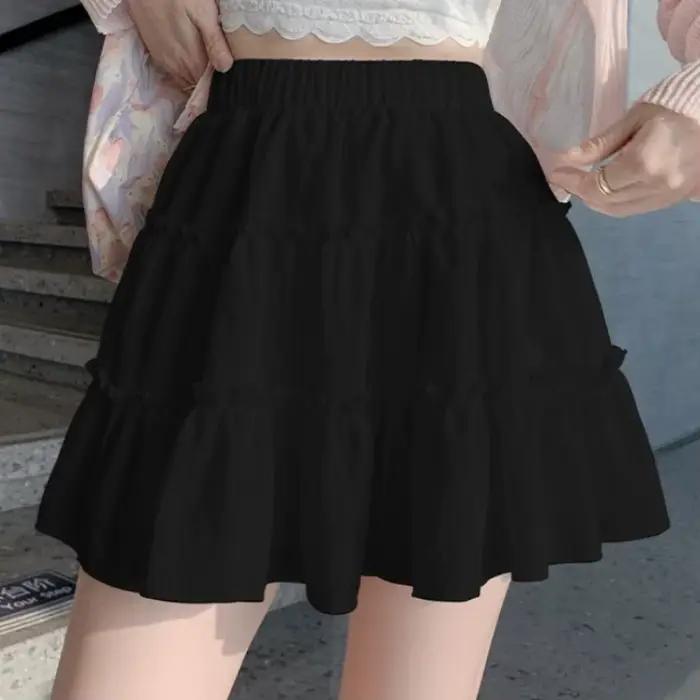 Nouvelle jupe courte d'été pour femme, taille haute élastique, anti-reflet, style girly, coupe trapè