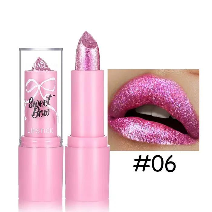 Rouge à lèvres scintillant rose velours, rouge à lèvres métallique brillant, teinte à lèvres nacrée,