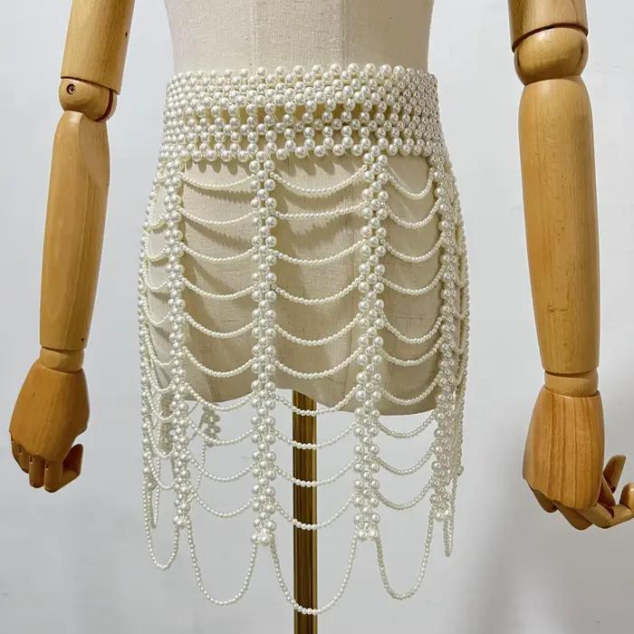 Jupe perlée faite à la main pour femmes, tenue de fête