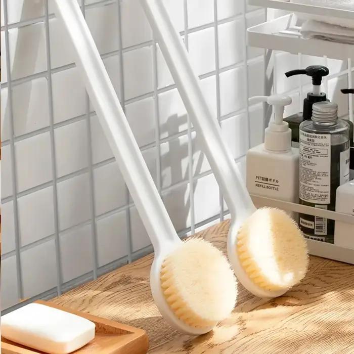 Brosse arrière à Long manche pour douche, poils souples, exfoliante pour le corps, brosse de bain, s
