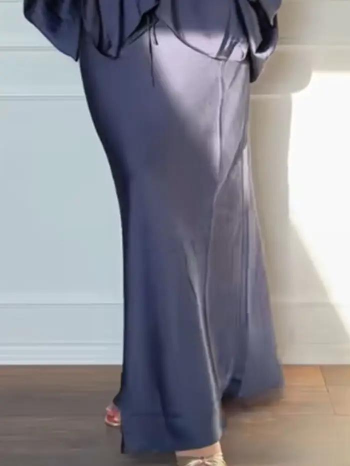 Ensembles de jupes pour femmes : Hauts amples à col en V et manches lanternes avec lacets, et jupes 