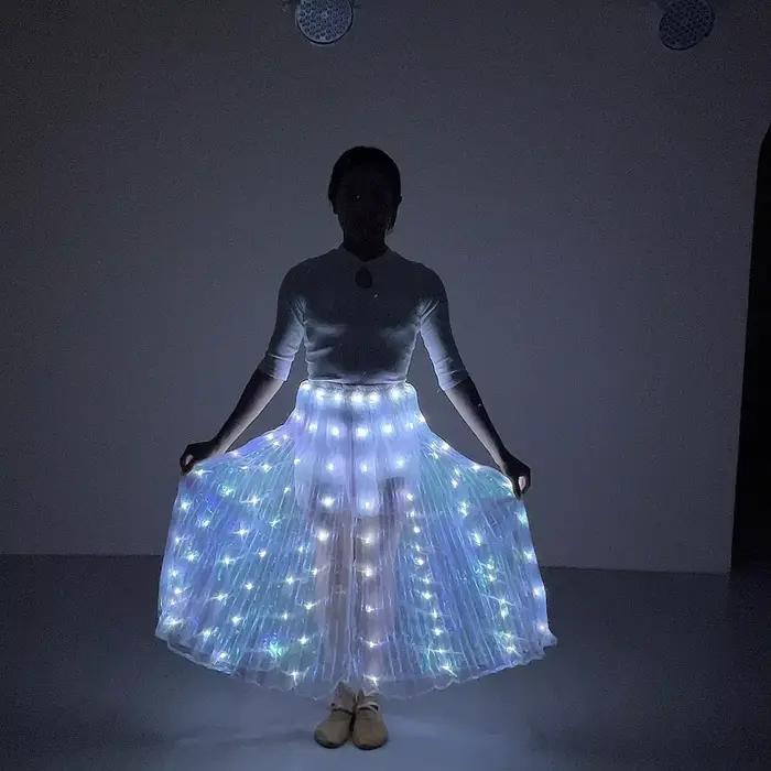 Jupe lumineuse pour femmes, Tutu Long LED pour filles, tenues de spectacle de danse scintillantes, v