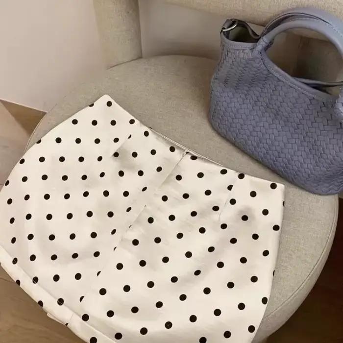 Jupes en satin Matakawa pour femmes, à pois, printemps-été, polyvalentes, mini-jupes, mode coréenne,