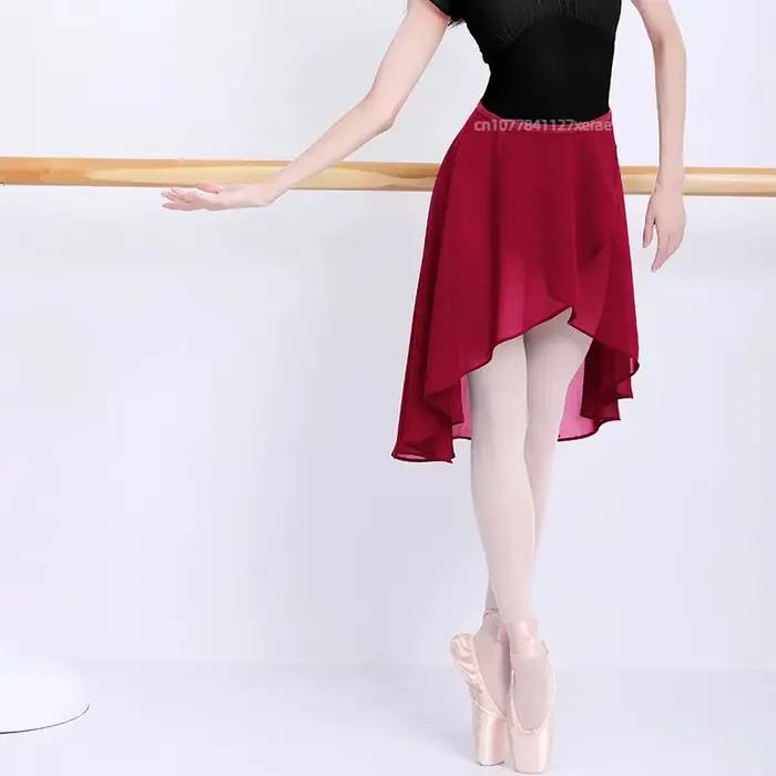 Jupe de Ballet mi-longue pour femmes, jupe en gaze de Style crochet de danse avec taille réglable po