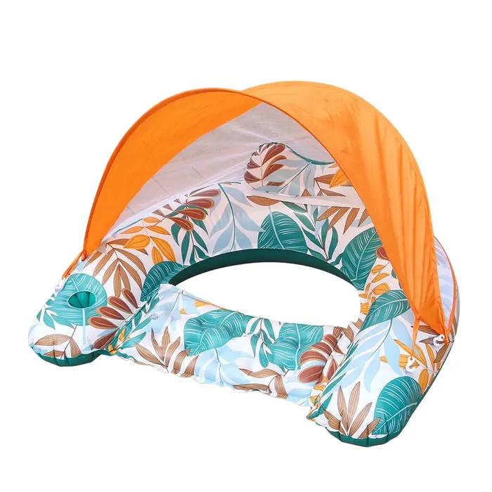 Chaise flottante pour piscine avec porte-gobelet / Chaise longue en forme de U avec parasol / Chaise
