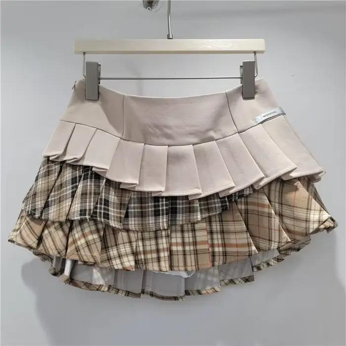Jupe plissée tendance pour femme, style chic et sexy, motif à empiècements, taille haute, coupe ajus