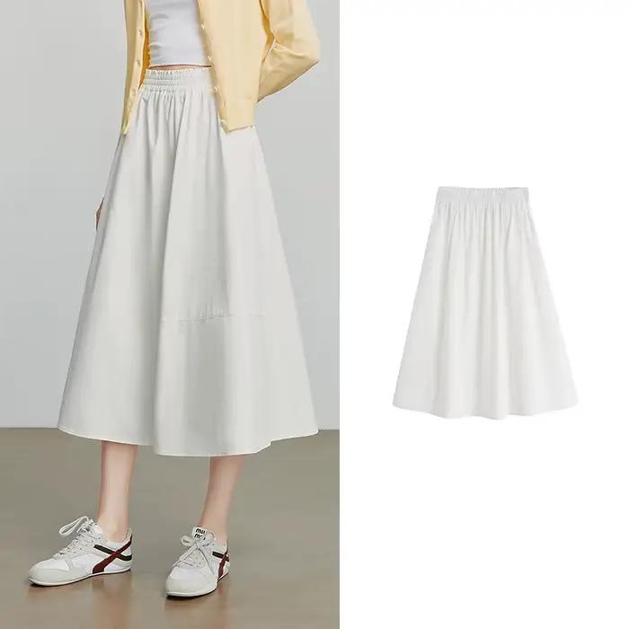 TOYOUTH femmes jupe 2025 automne nouvelle taille haute pur coton minimaliste parapluie jupe citron j