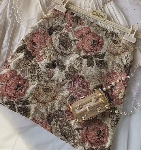 Style américain jupes femmes rétro Streetwear été fête dames florale Mini à la mode taille haute min