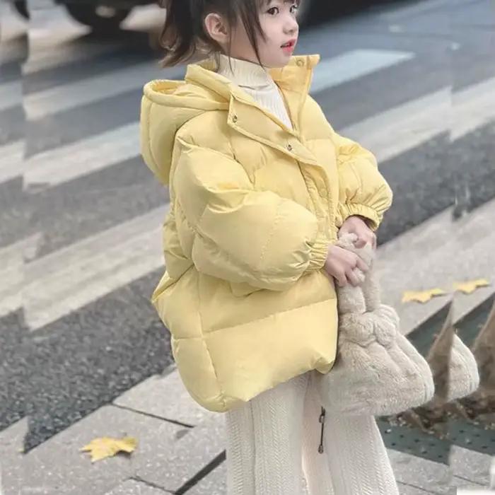 Veste en coton mi-longue ample pour filles, nouvelle collection hiver 2026, veste matelassée épaisse