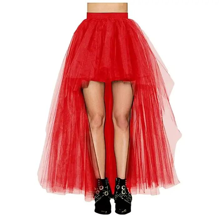 Jupe Punk gothique en Tulle pour femmes, longue, robe de bal, maille noire, spectacle de danse, jupe
