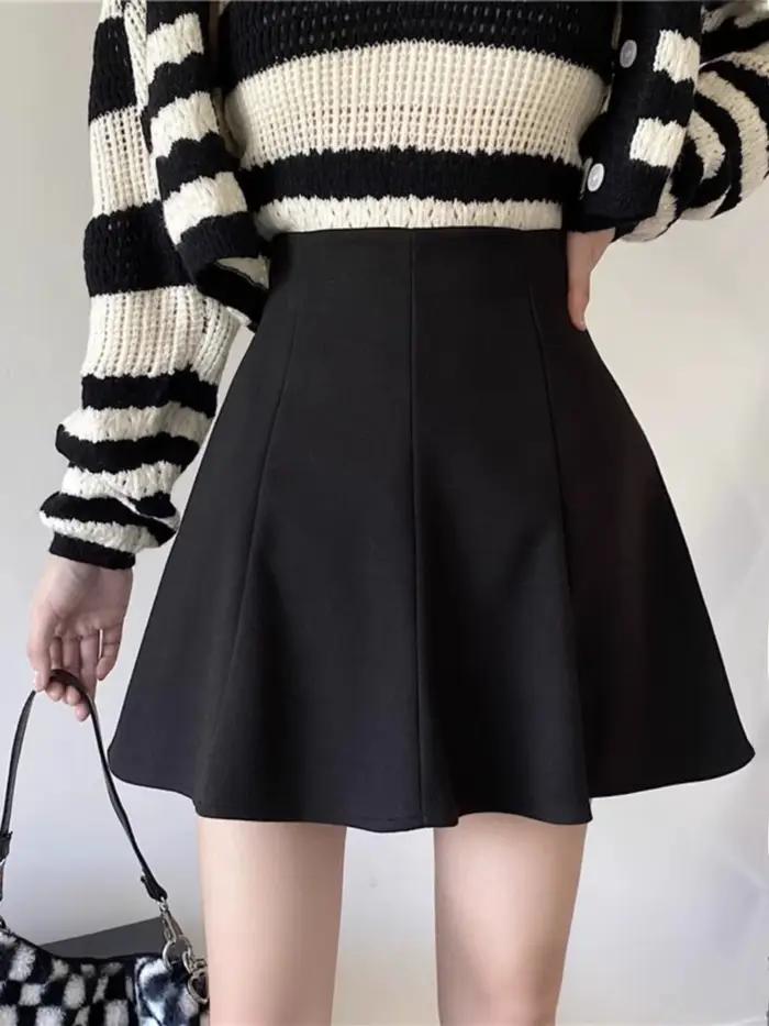 Demi-jupe en velours côtelé pour femmes, taille haute, coupe cintrée, jupe trapèze, automne hiver, s