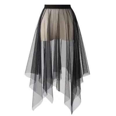Jupe longue noire blanche en Tulle et dentelle pour femmes, jupon en maille, sous-jupe coréenne irré