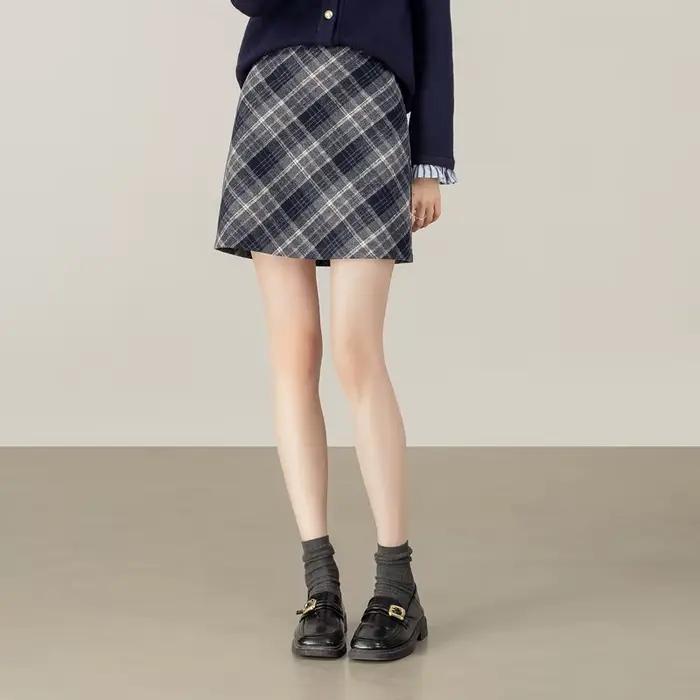 Jupe à carreaux SENTUBILA pour femme, jupe mini classique coupe trapèze, collection automne-hiver 20