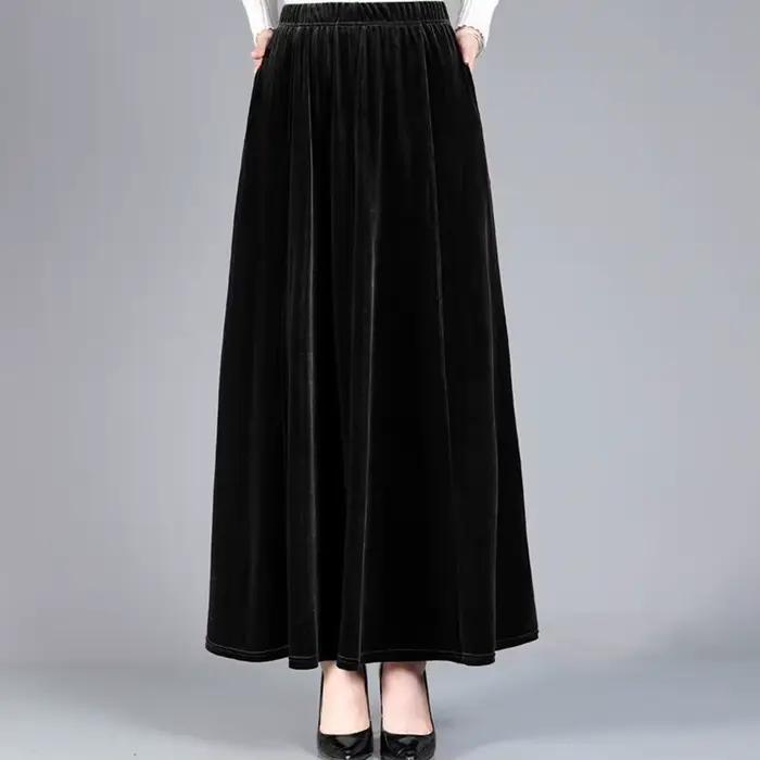 Jupe pour femmes jupe décontractée jupe trapèze sorties décontractées noir polyvalent longue jupe en