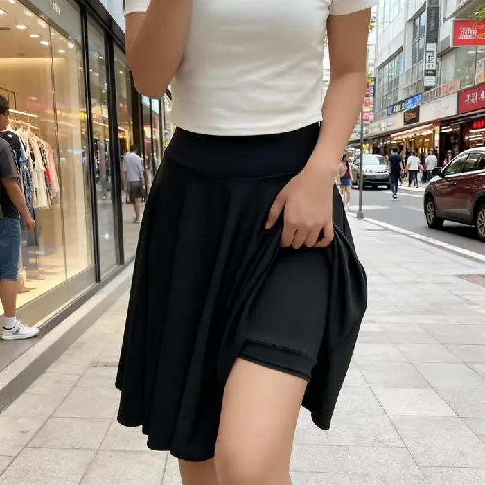 Jupe longue de 55cm, taille haute, doublure intérieure, short, demi-jupe aux genoux, mode femme, vêt