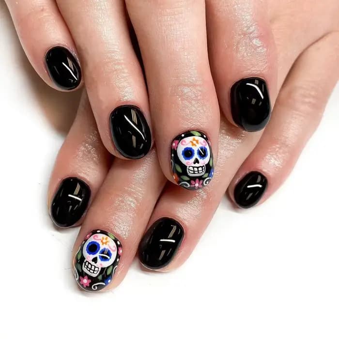 24 faux ongles longs carrés à presser, nude, noir, rose, avec motifs French manucure, chauve-souris 