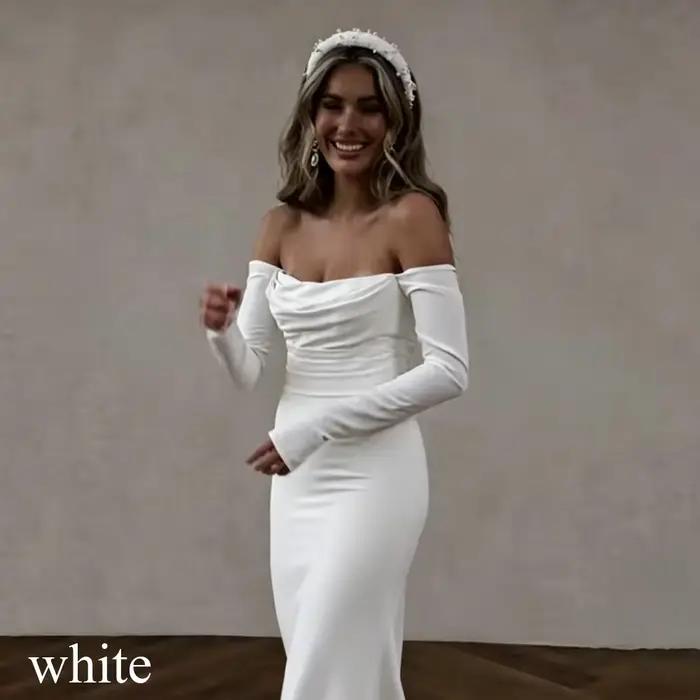 Robe de Mariée Sirène Bohème Sur Mesure avec Appliqués de Dentelle Dos Nu Sexy Boutons Plis Manches 