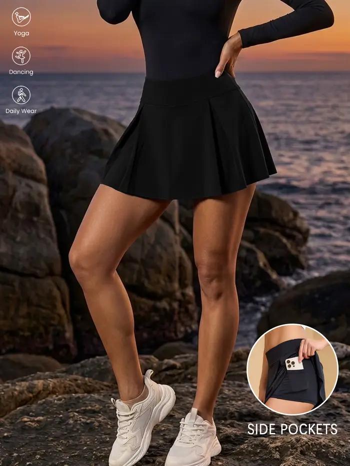 Jupe de tennis double couche pour femmes, super douce avec poches intérieures, séchage rapide, idéal