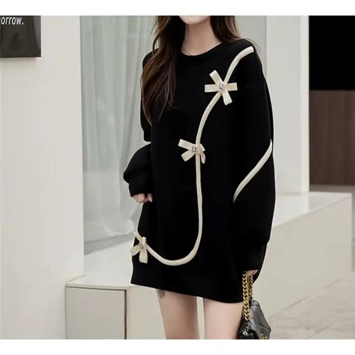 Jupe pull pour femme, longueur moyenne et longue, robe ample printemps-automne