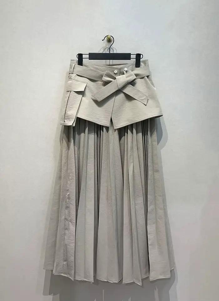 MYMX – ensemble 2 pièces, jupe plissée pour femmes, taille haute, ligne A, couleur abricot, nouvelle