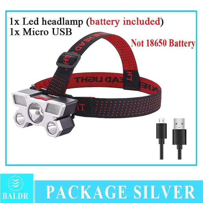 5 LED USB lampe frontale Rechargeable 18650 batterie intégrée phare Portable lampe de poche lampe de