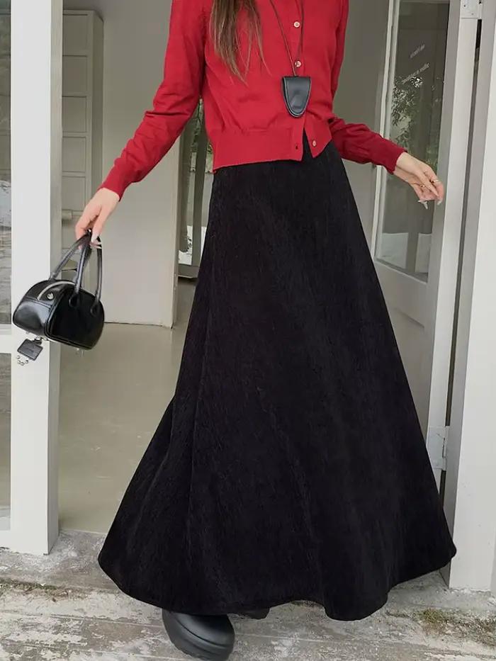 Qiukichon-Jupe sirène longue chic française pour femme, jupes plissées à volants, taille haute, goth