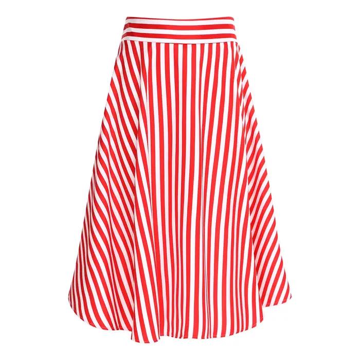 Jupe trapèze rayée intemporelle pour femmes adultes, fermeture éclair au dos, taille haute, jupe de 