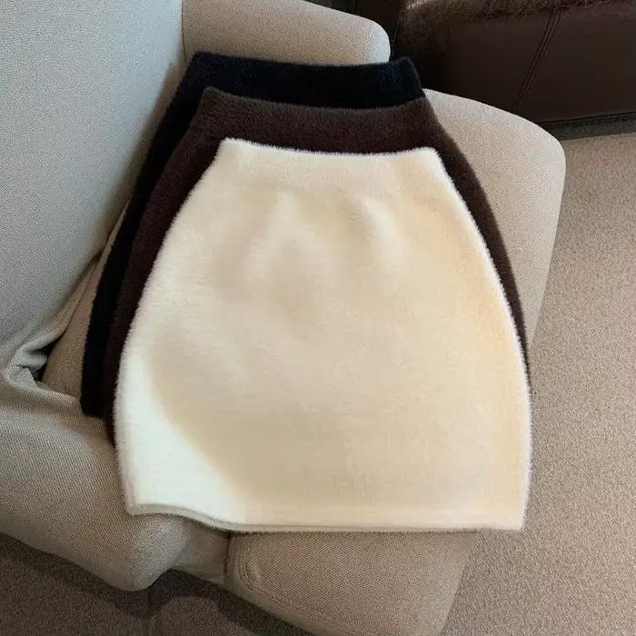 Jupe courte taille haute pour femme, jupe portefeuille aux hanches, automne et hiver