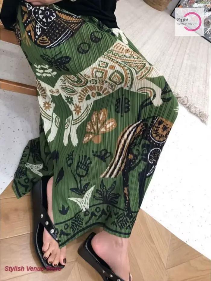Jupe décontractée droite pour femme, style coréen, verte, motif dessin animé, design estival, taille