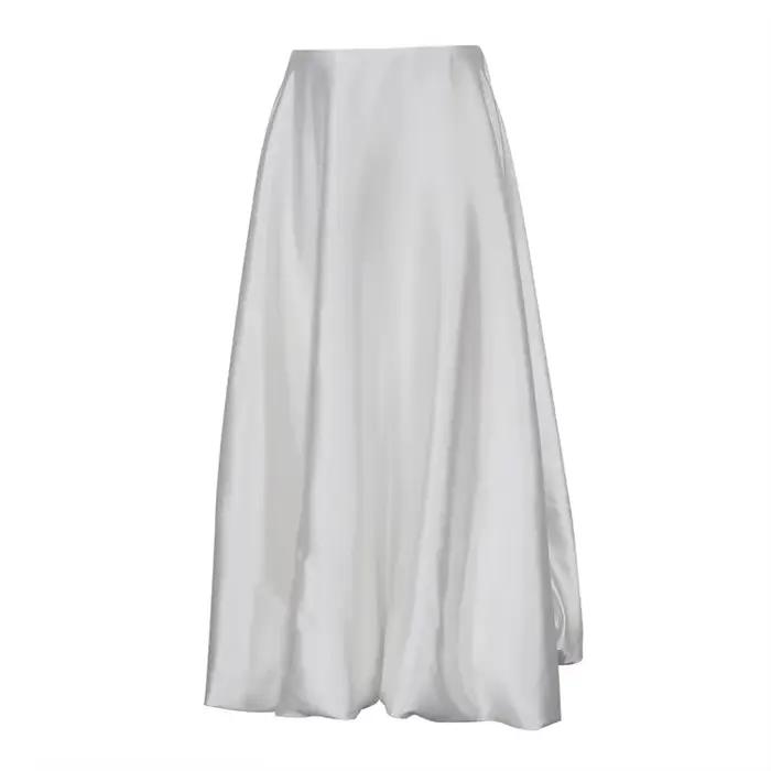 Nouvelle jupe longue en satin pour femme 2026, jupe trapèze taille haute tendance, élégante pour le 