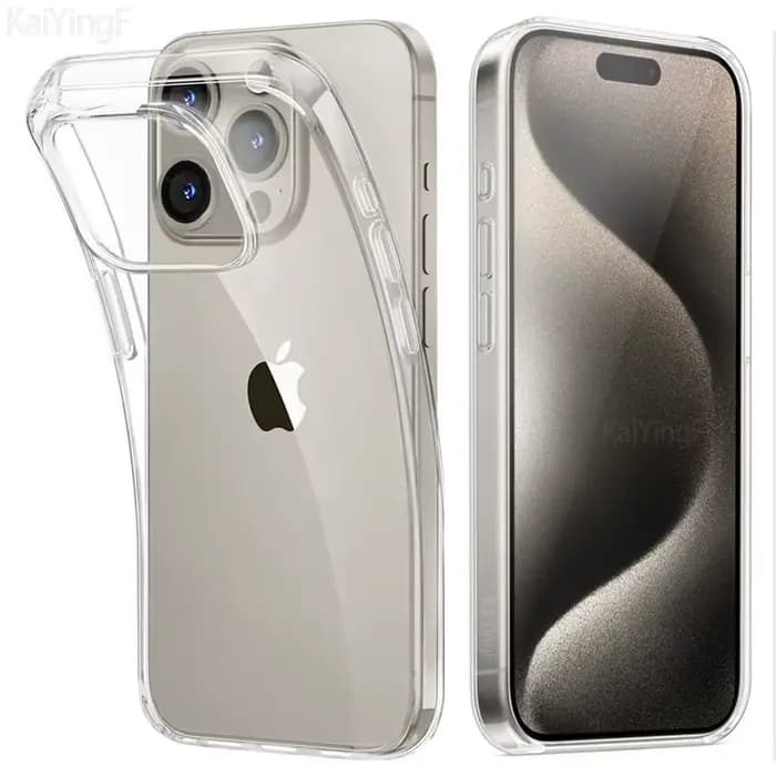 Coque transparente en silicone TPU souple pour iPhone, coque arrière transparente, luxe, iPhone 16, 
