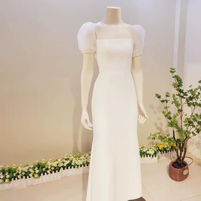 Robe de soirée blanche robe de mariée légère fesses enveloppées queue de poisson minceur et minceur 