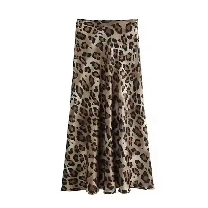 Jupes longues léopard pour femmes HH, mode été, taille haute, coupe trapèze fluide, élégantes pour l