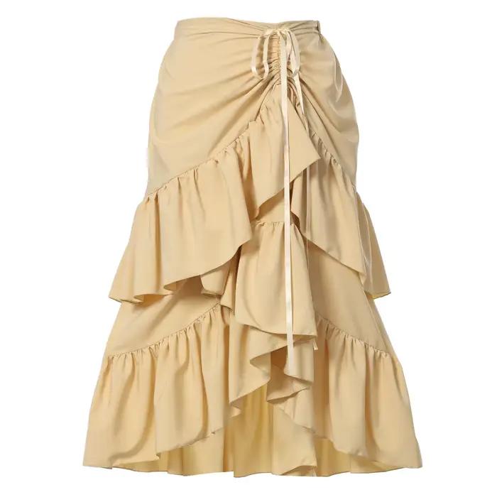 Jupes victoriennes pour femmes, style steampunk, à volants, jupe de pirate, robe irrégulière, costum