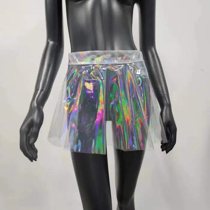 Mini jupe transparente pour femme, sexy, esthétique, holographique, laser, robes pour femme, festiva
