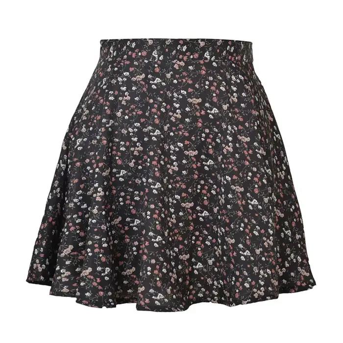 Mini jupe plissée à imprimé floral pour femmes, style bohème, taille haute, courte, sexy, à volants,