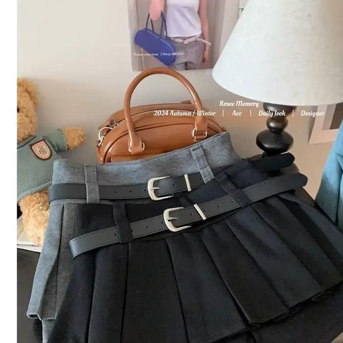 Jupe plissée tendance printemps/été taille haute polyvalente amincissante coupe trapèze courte (avec