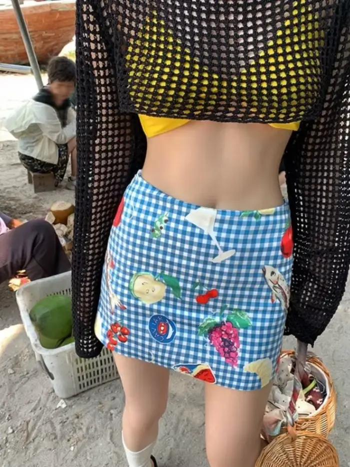 Imprimer Mini jupes pour femmes douce tunique douce Saia taille haute mode été Jupe 2025 Faldas Muje