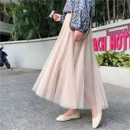 Été élégant Tulle jupe automne hiver grande balançoire femmes jupe coréenne mignon rose vert gris bl