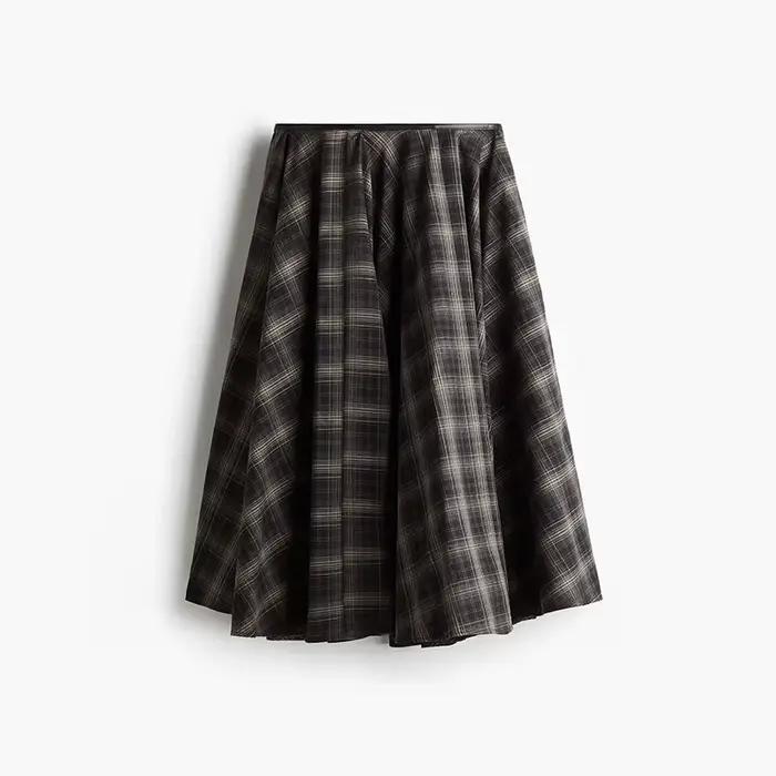 Jupe longue plissée à carreaux pour femmes, ample, taille haute, ligne a, mi-longue, mode automne 20
